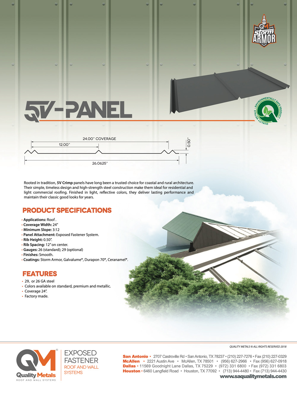 5v Crimp Metal Roofing & Siding Panel System by Quality Metals